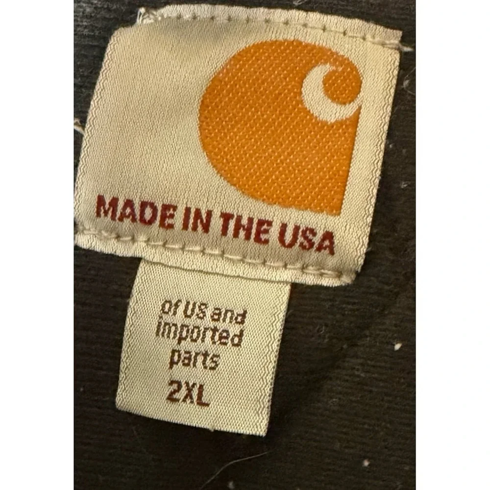 VTG Carhartt J140 BLK Black Duck Jacket USA Quilted Hooded Men's 2XL Union